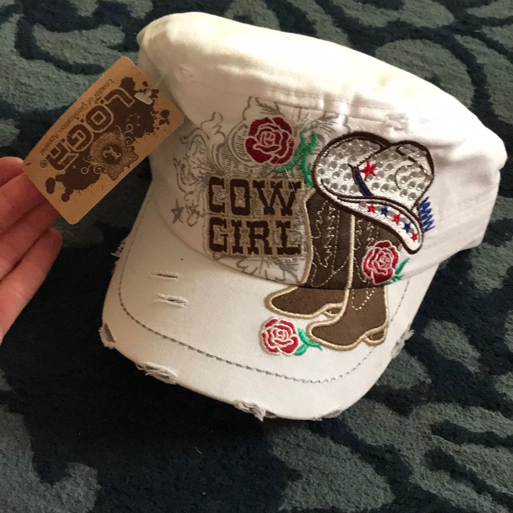 White cowgirl with boys and hat cap